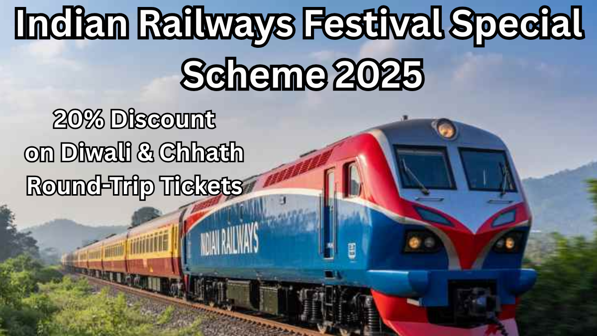 Indian Railways Festival Special Scheme 2025 – 20% Discount on Diwali & Chhath Round-Trip Tickets
